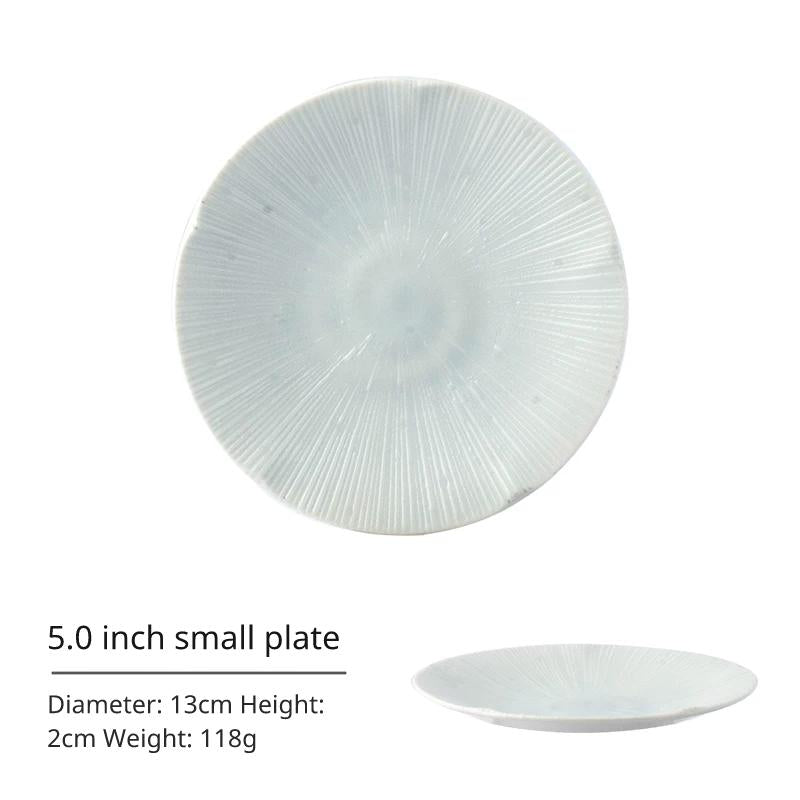 5.0 inch small plate dimensions: 13cm dia, 2cm high, 118g weight.