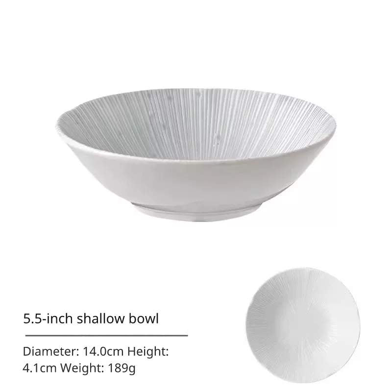 5.5 inch shallow bowl dimensions: 14.0cm dia, 4.1cm high, 189g weight.