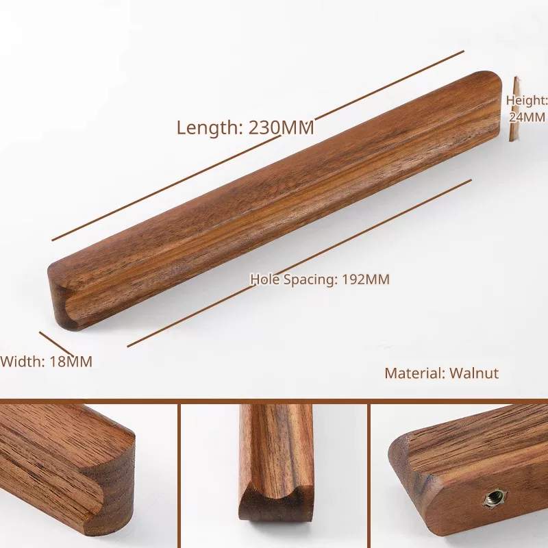 Long Model 8988 walnut handle, 230mm length, 192mm hole distance, 18mm width.