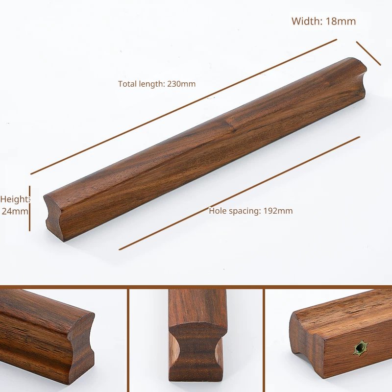 Longest walnut handle, model 8999, 230mm length, 192mm hole spacing.