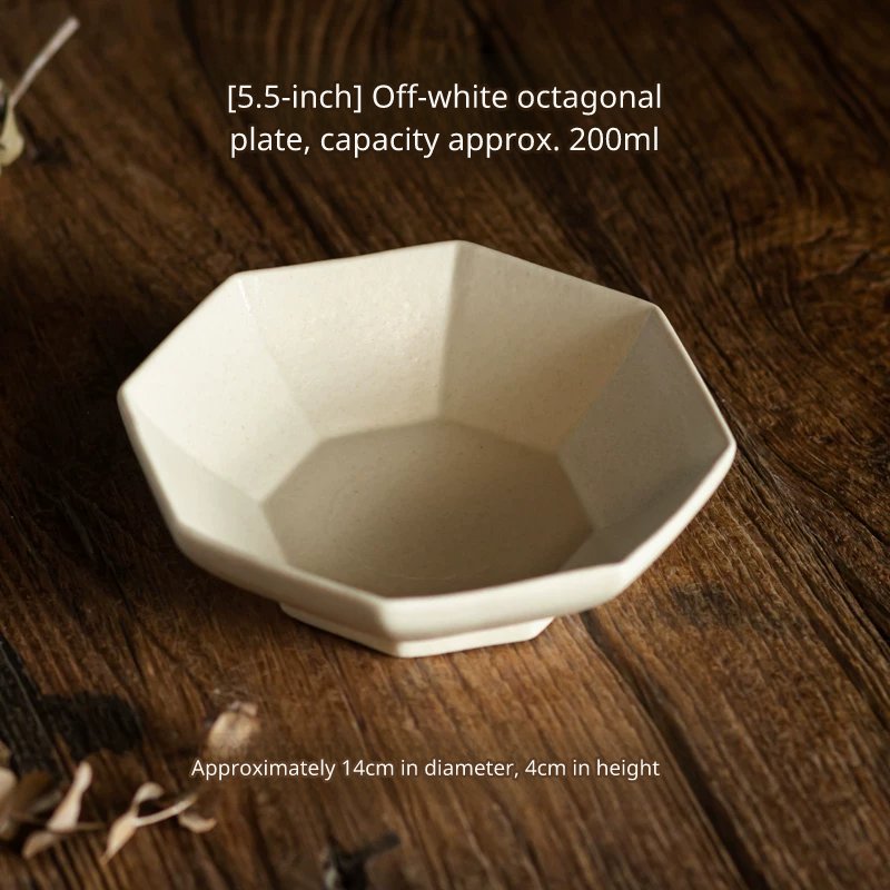 5.5 inch rice white octagonal bowl, capacity 200ml, diameter 14cm, height 4cm.