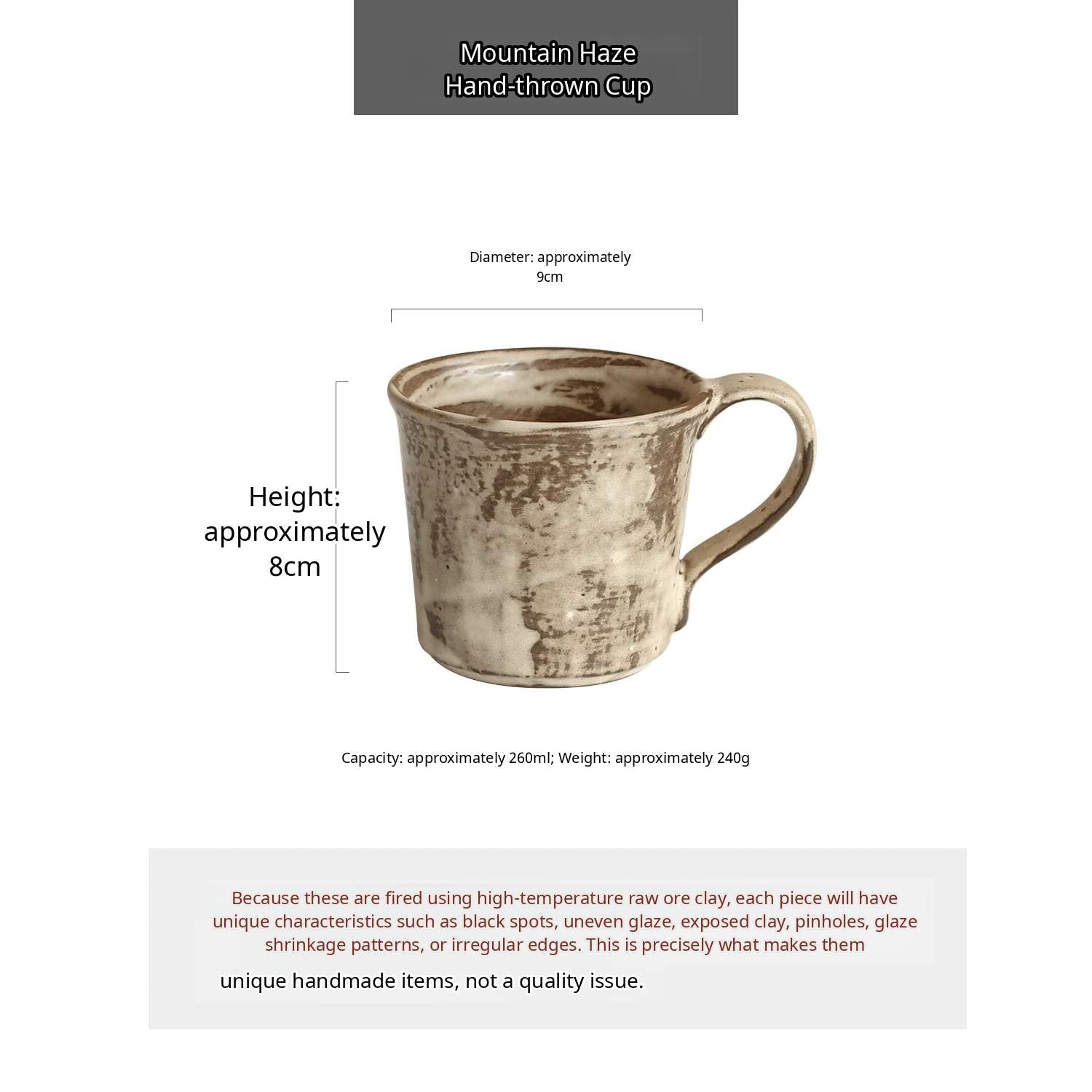 A set of handcrafted grey ceramic tableware with mottled textures and irregular rims on a dark surface.