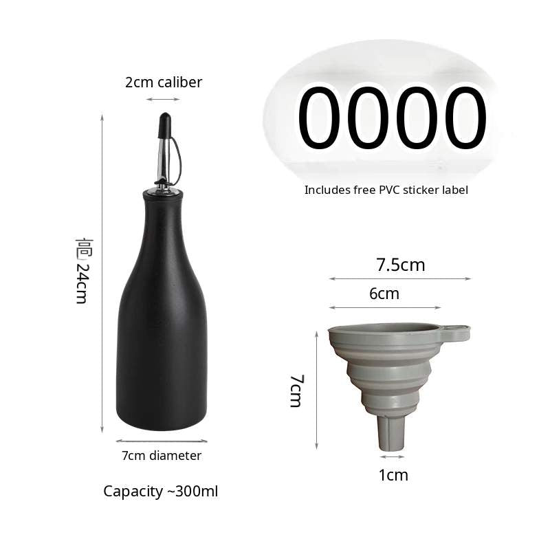 A minimalist beige ceramic oil dispenser with a sleek spout, set against a neutral background.