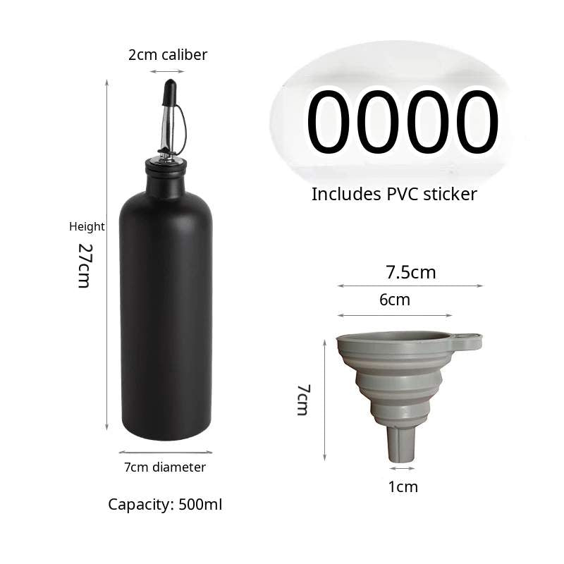 A matte ceramic oil dispenser bottle with a dark spout, set against a neutral background.