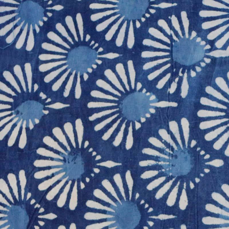 India Imported Blue Dyed Indian Fabric Pure Cotton Plant Dyed home decor textile with floral print.