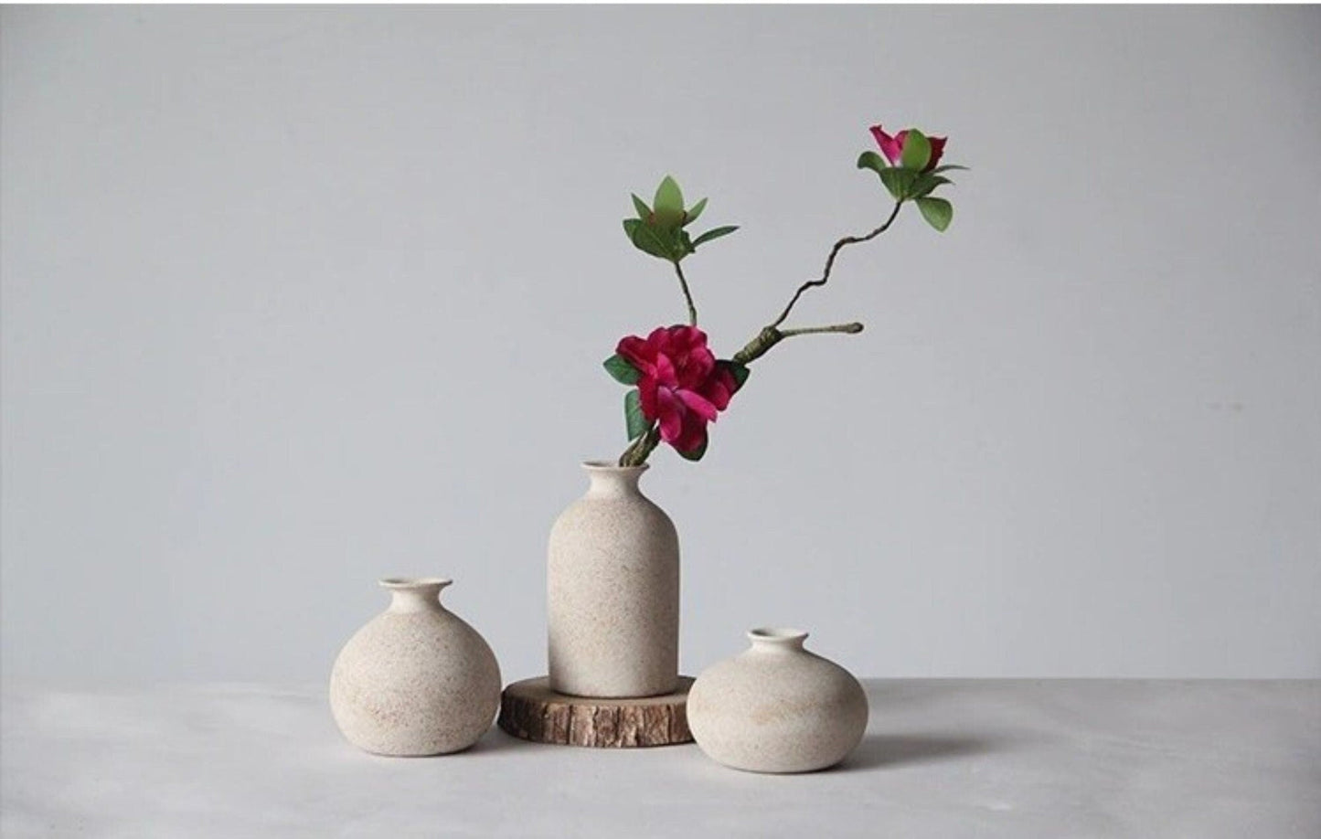 2x1 Ceramic Small Cream Vase - -
