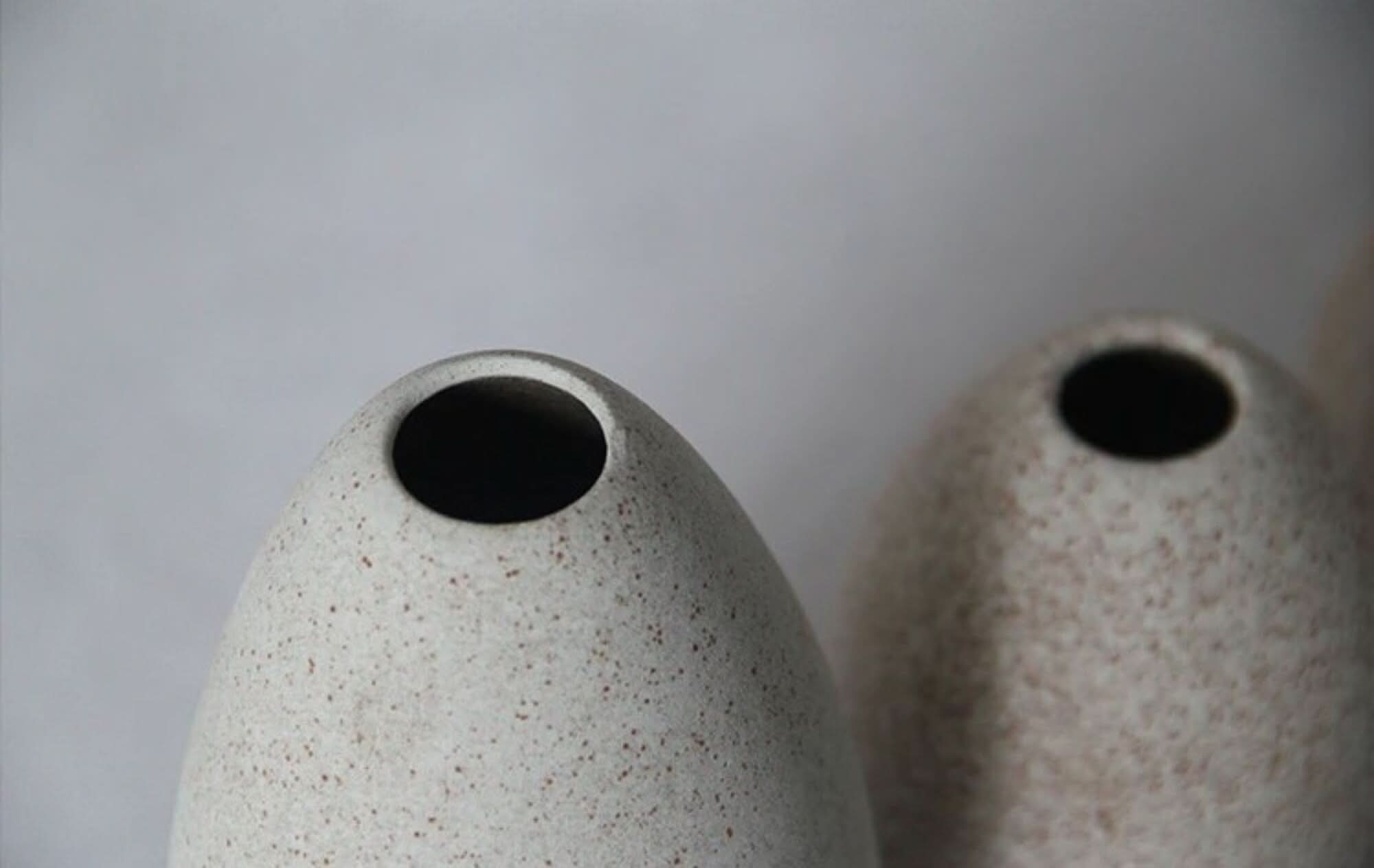 2x1 Ceramic Small Cream Vase, textured speckled finish, minimalist home decor