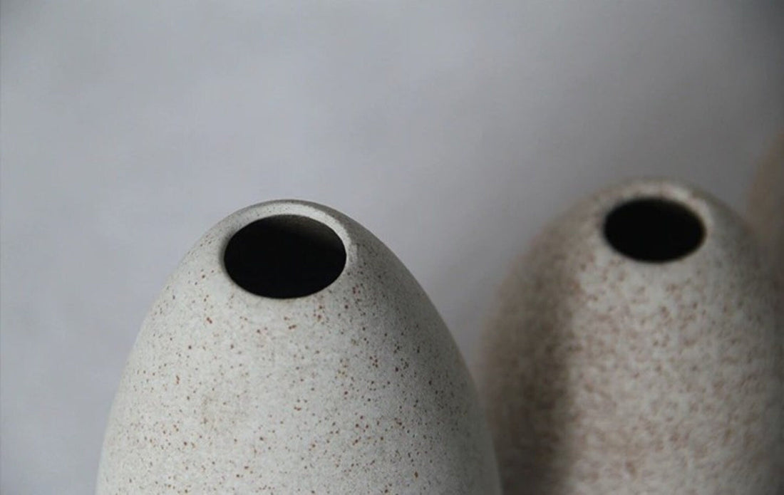 2x1 Ceramic Small Cream Vase - -