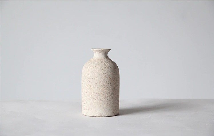 2x1 Ceramic Small Cream Vase - -