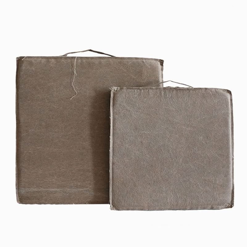 Two grey linen cushions, customizable distressed squared linen cushion, removable and washable.