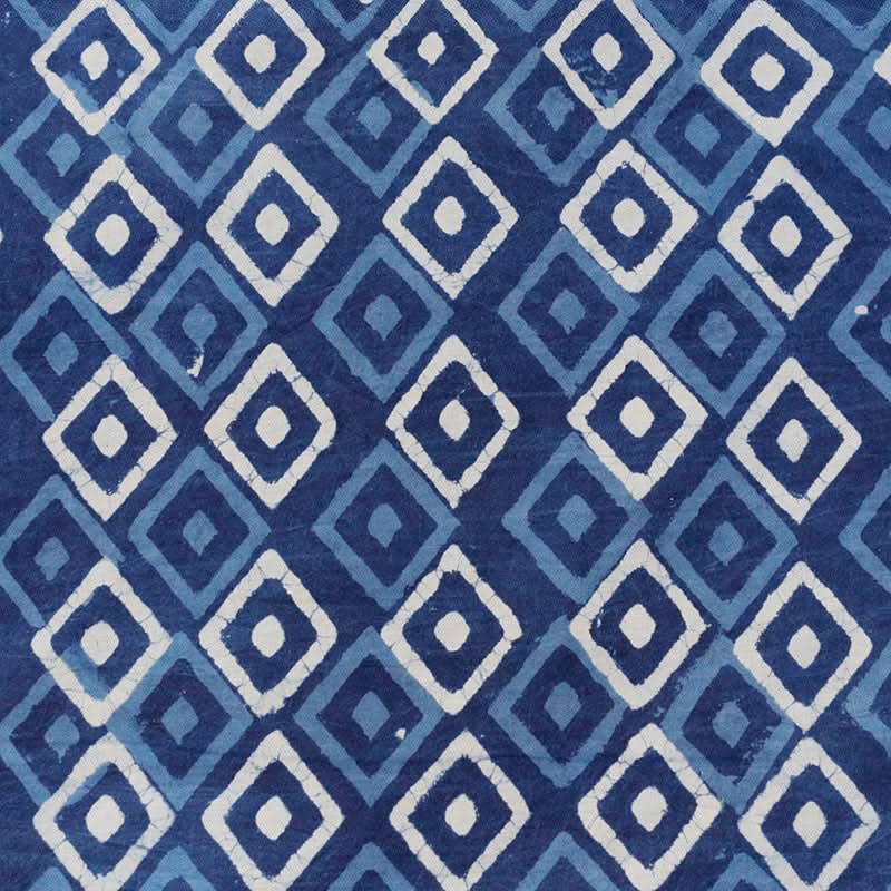 India Imported Blue Dyed Pure Cotton Fabric with diamond pattern, Home Decor