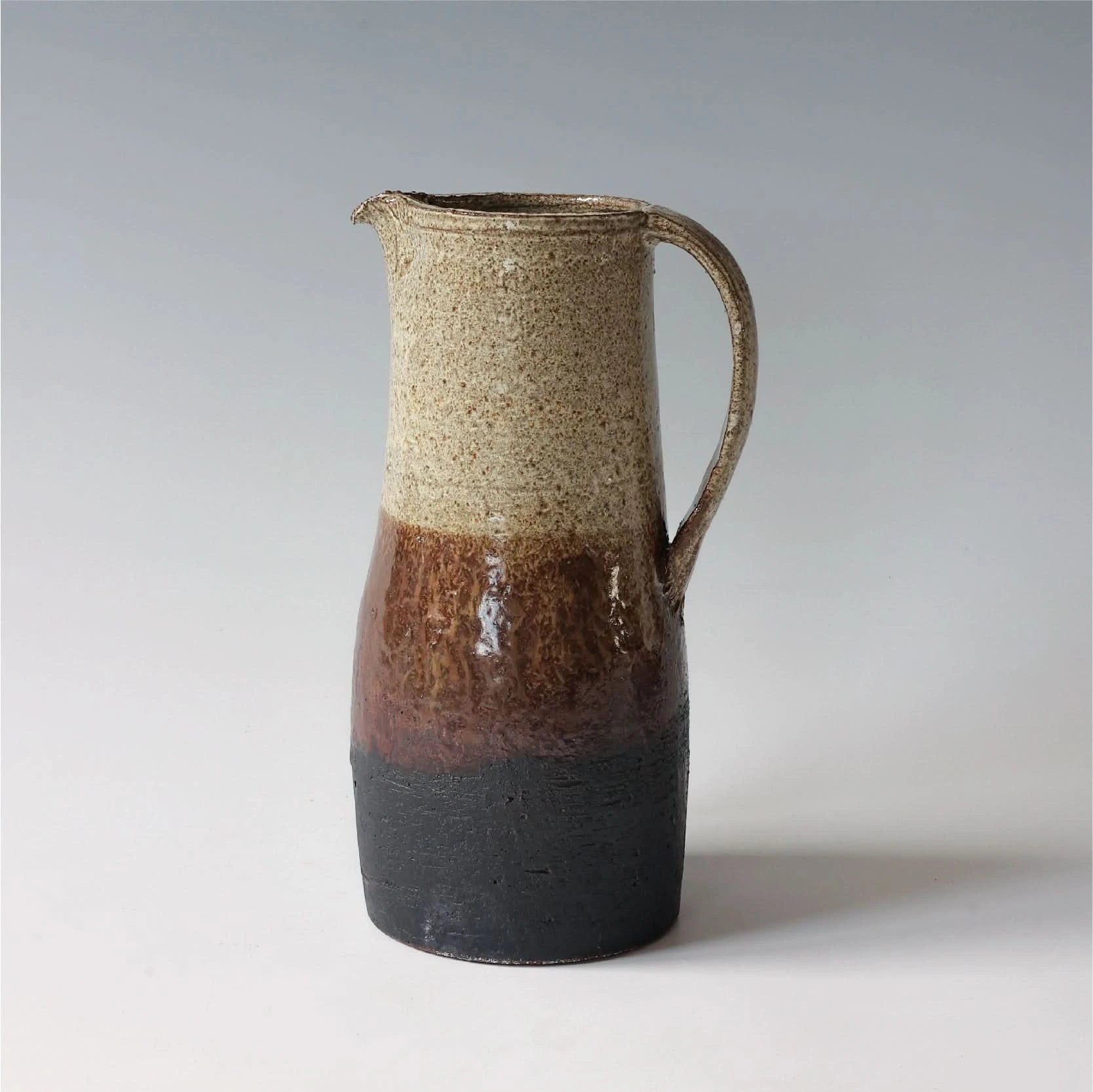 Ceramic Jug Rough Pottery Glaze with speckled beige, brown, and black finish, home decor