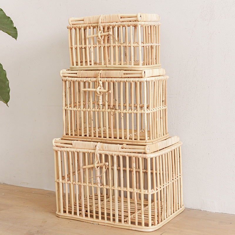 Rattan finishing box natural rattan sundries clothes storage box homestay storage box with lid storage box