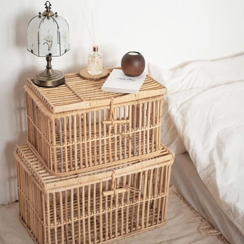 Rattan finishing box natural rattan sundries clothes storage box homestay storage box with lid storage box