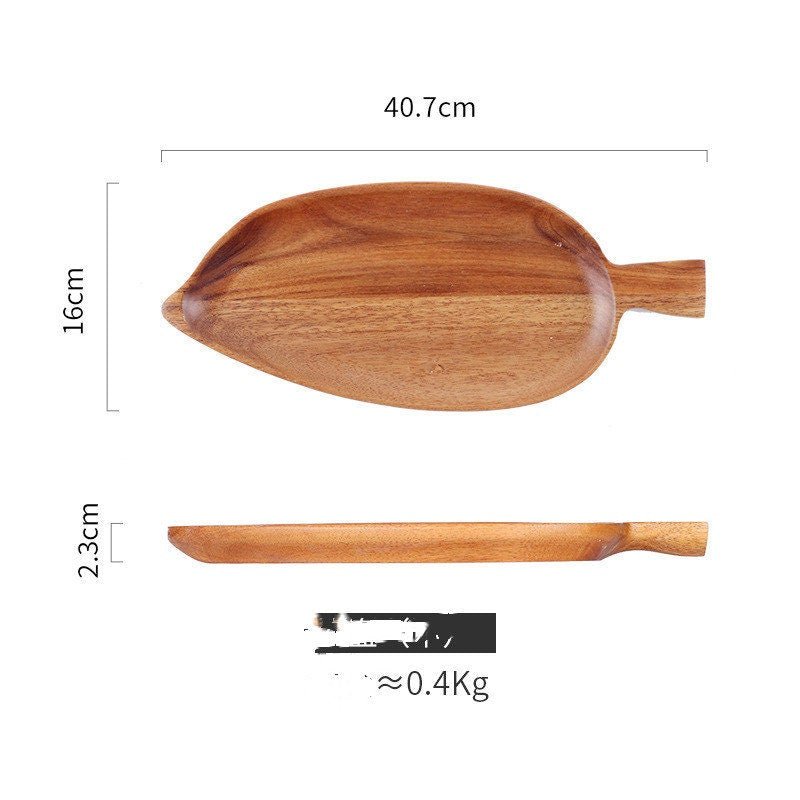 Acacia Wooden Serving Tray With Leaf Shape| Bedroom, Breakfast, Tea, Coffee,Lunch, Farmhouse, Rustic - -