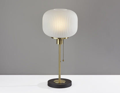 Antique Brass Striped Glass Table Lamp | Mid Century Table Lamp, Japanese, Scandinavian, Vintage, Industrial, Modern Contemporary, Luxury - TABLE LAMP -