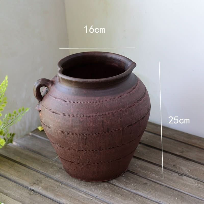 Antique looking clay black vase, stoneware, rustic, farmhouse, boho.