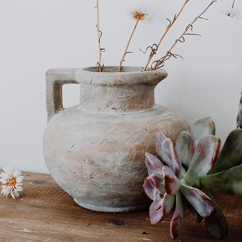 Antique Style Succulent Clay Pot | Distressed, Rustic, Earthenware, Raw, Ethnic, Farmhouse, Boho - -