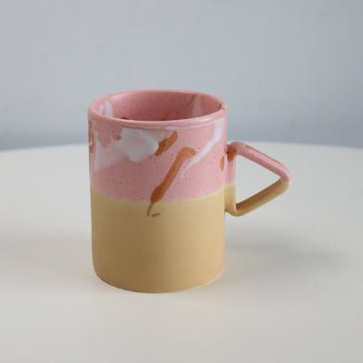 Artistic Triangle Handle Stoneware Mug - -