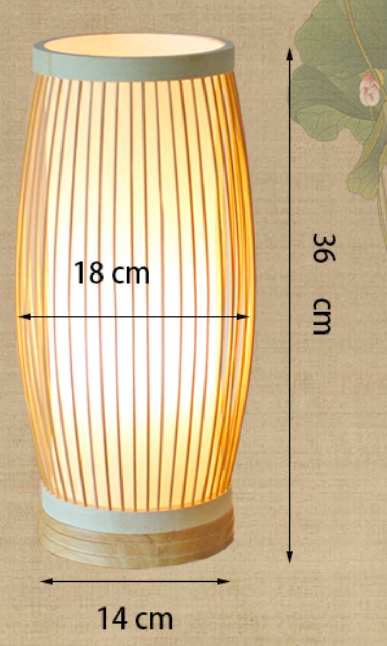 Bamboo Rattan Vertical Floor Lamp | Mid Century Modern, Bohemian, Wicker Lampshade, Rustic Home Decor, Desk Lamp, Bedside Lamp, Mini Lamp - Floor Lamp -