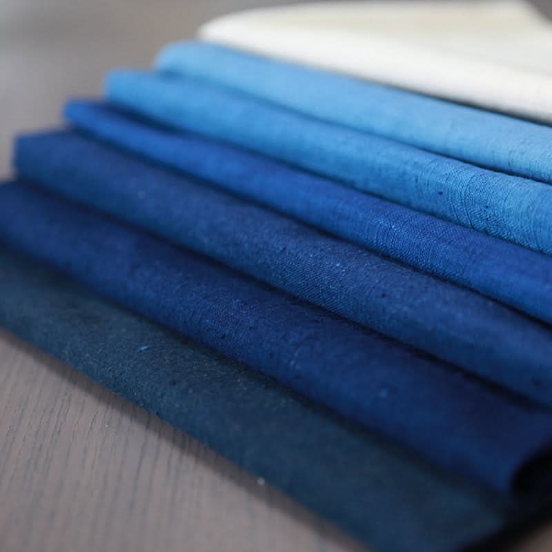 Pure Handmade Native Cotton Fabric in shades of blue, hand-woven with plant-dyed, coarse cloth.