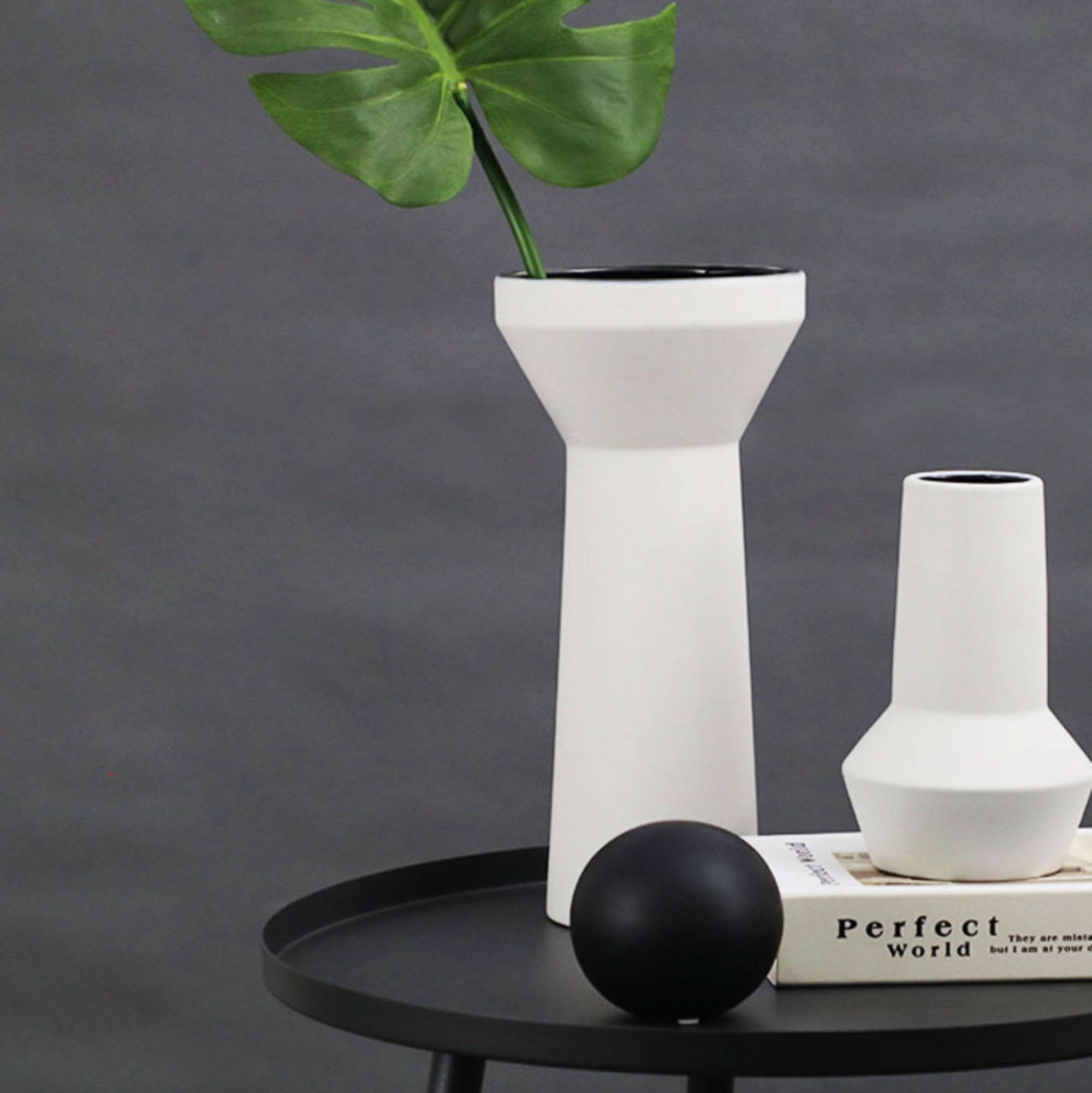 Black and White Vase Ceramic Table Vase | Zen Decor, Minimalist Ceramic Vase