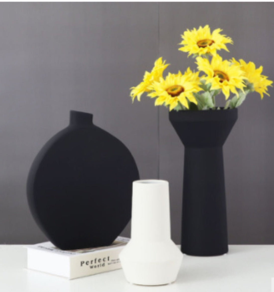 Black and White Vase Ceramic Table Vase | Zen Decor, Ceramic Vase, Minimalist Vase Ceramic, - -