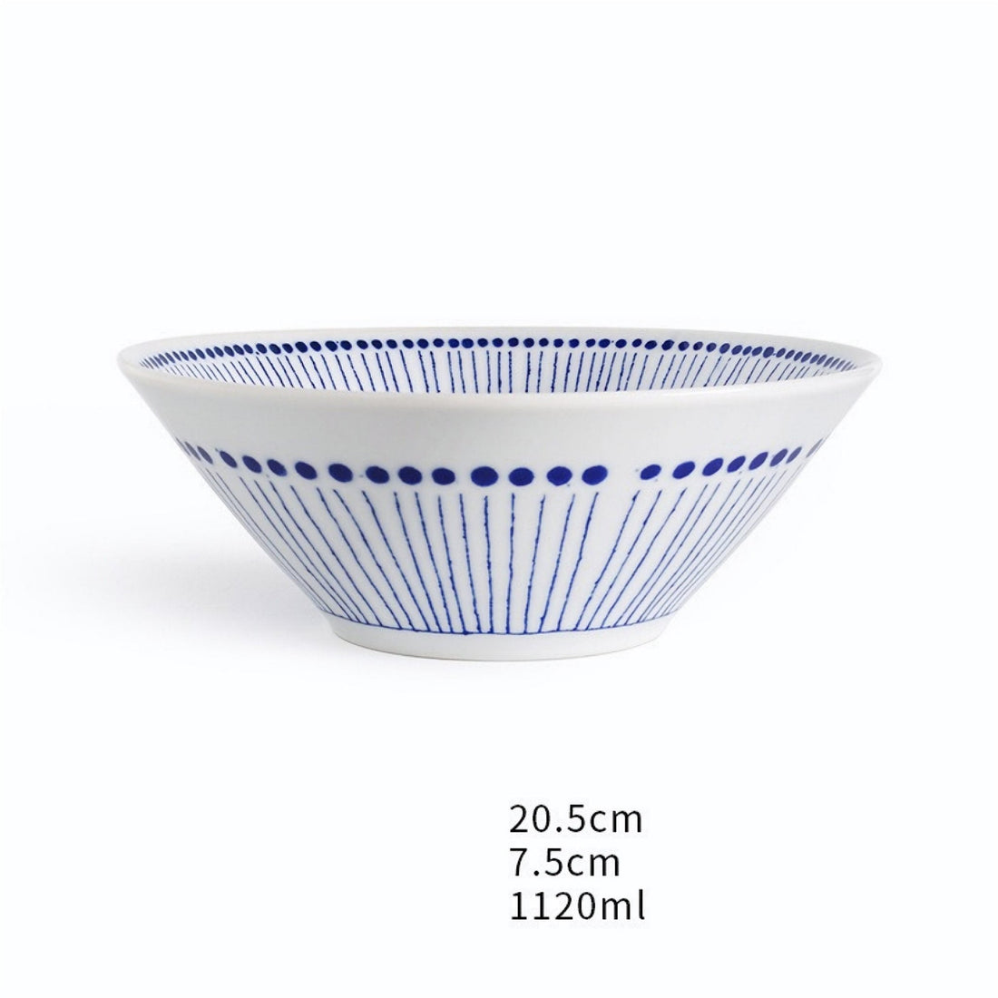 Blue and White Pattern Japanese Ramen Bowl, Japan Imported | Ceramic, Large Rice Plate, Household Japanese-Style, Heat-Resistant Ramen Plate - -