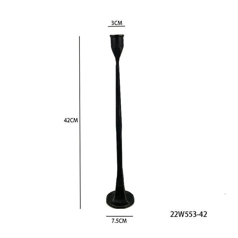 Black iron candle holder, 42cm tall, for home decor.
