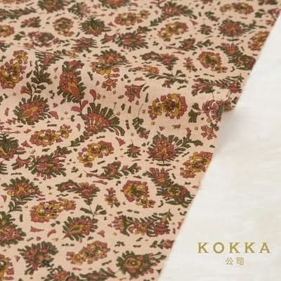 Floral muslin fabric, blush pink,  handmade prints.