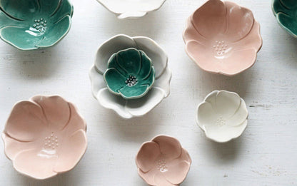 Camellia Ceramic Sauce Bowl, Handmade, Imported From Japan | Stoneware Ornaments, Seasoning Bowl, Snacks Appetizer Dish - -