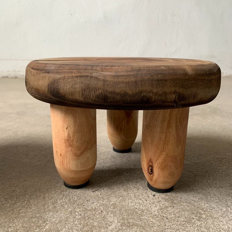 Carved Rounded Stool - -