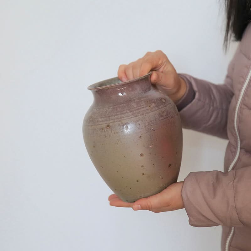 Clay Speckled Ceramic Vase in earthy tones with speckled texture. Home decor.