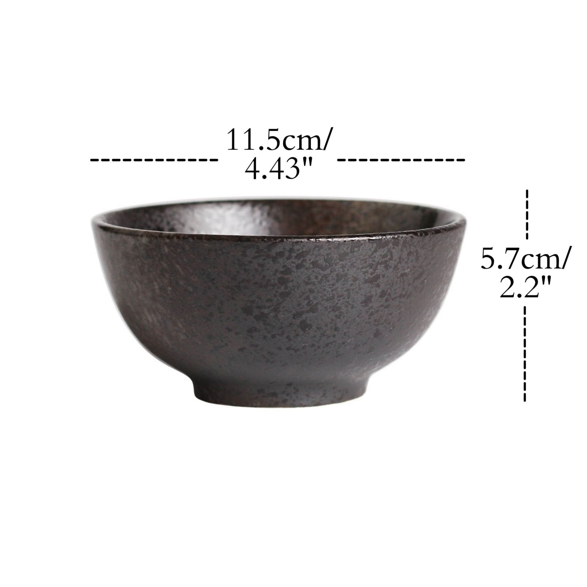 Rustic ceramic bowl, 4.43" wide, perfect for cereals, ramen, or salad.