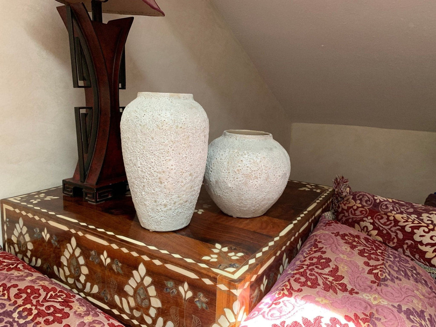 Ceramic Bubble Glaze Textured Vase - -