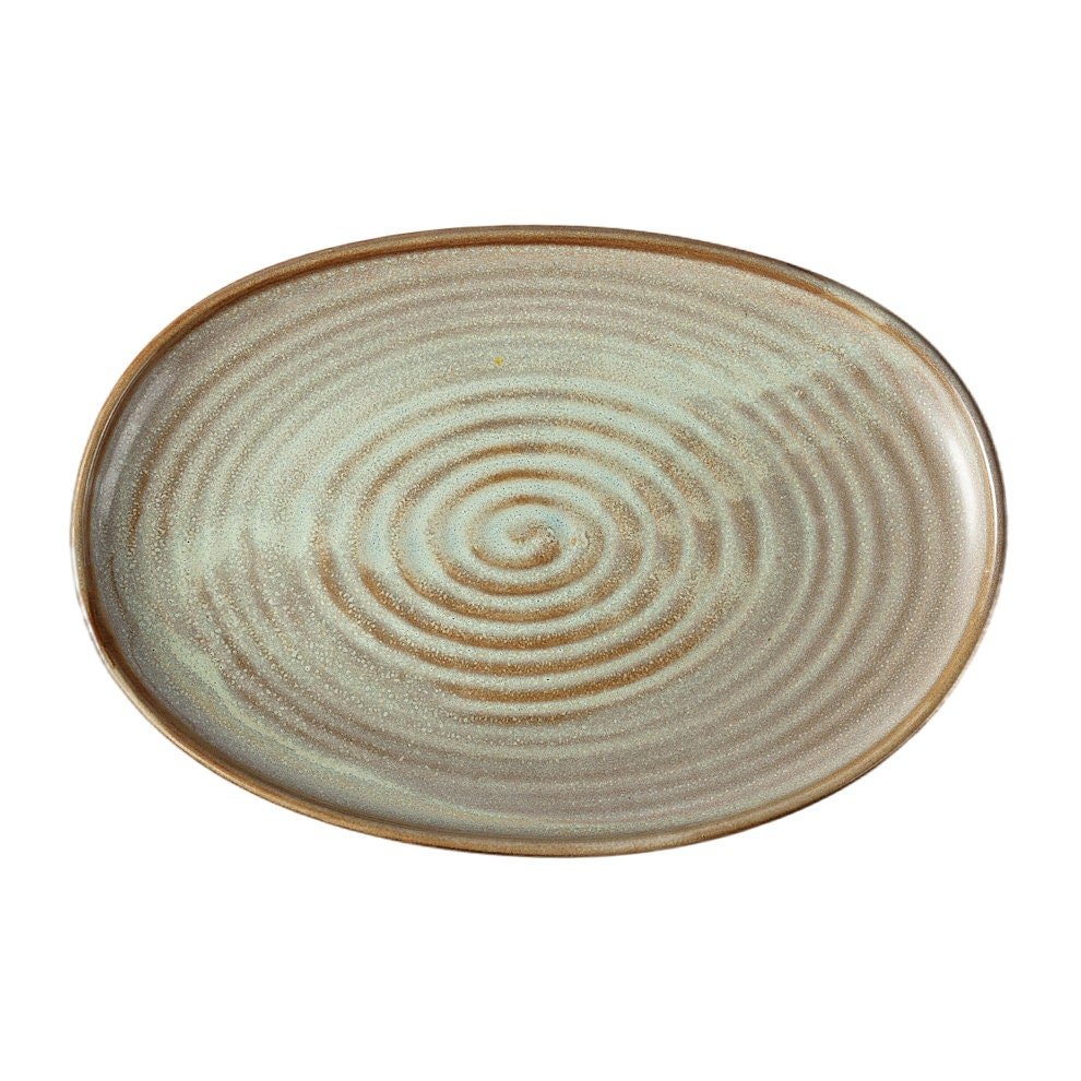 Ceramic Gery Retro Japanese Diner Rustic Stoneware | Dinner Kiln Set, Nordic Salad Custom, Oval Modern Porcelain Plate - -