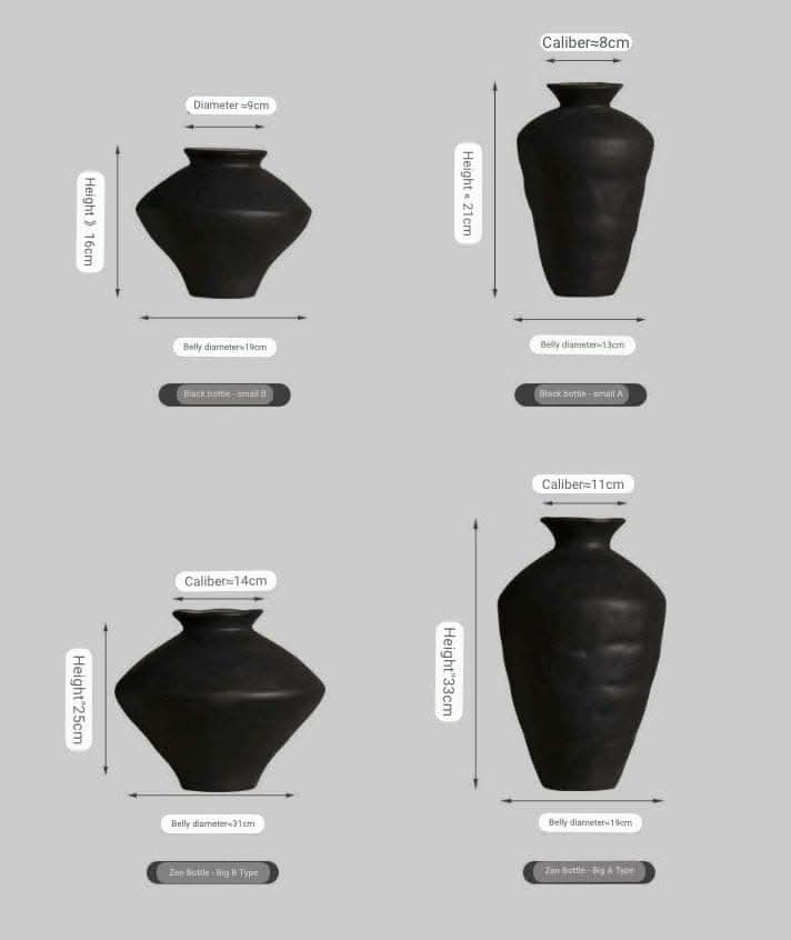 Ceramic Irregular Black Vase for flowers - -