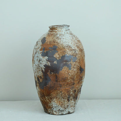 Ceramic Irregular Vase With Rough and Metallic Texture | Handmade, Arrangement, Zen, Stoneware, Jar - -