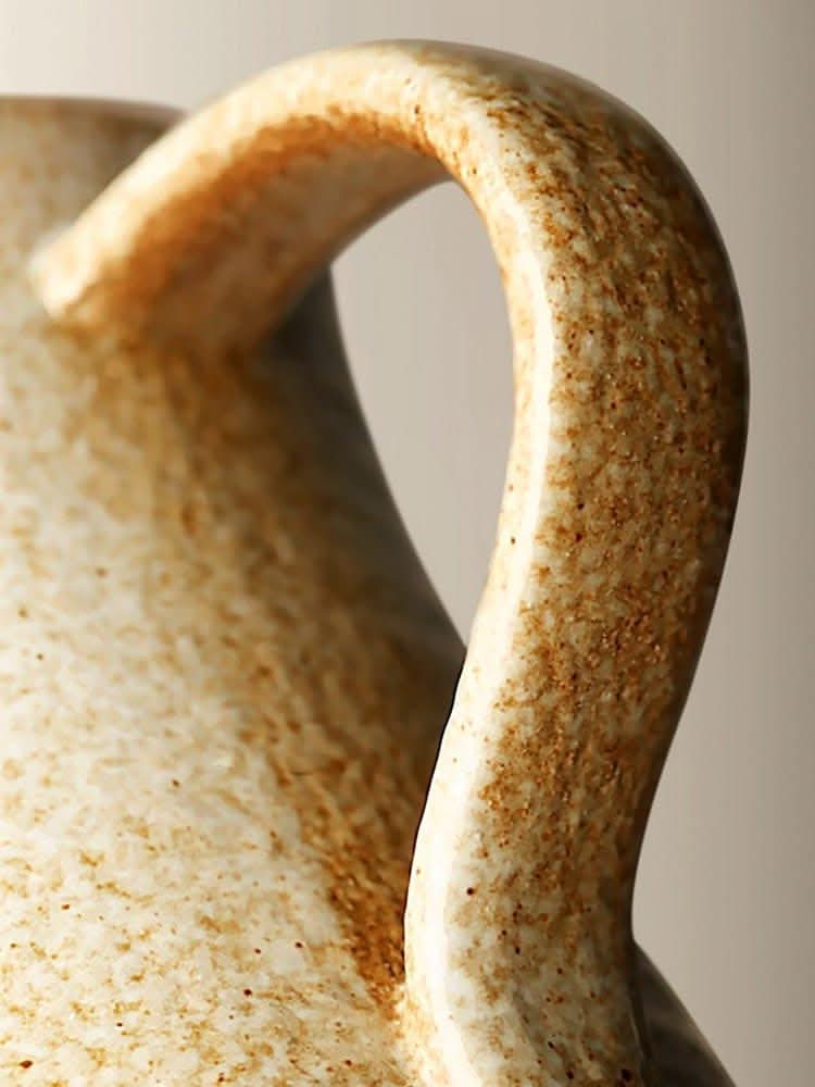 Close-up of speckled ceramic mug handle, Retro Coffee Cup Simple Home Couple