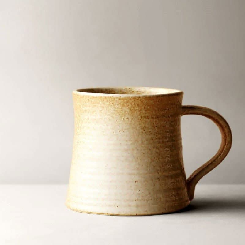 Ceramic mug, retro coffee cup, speckled beige, simple home decor