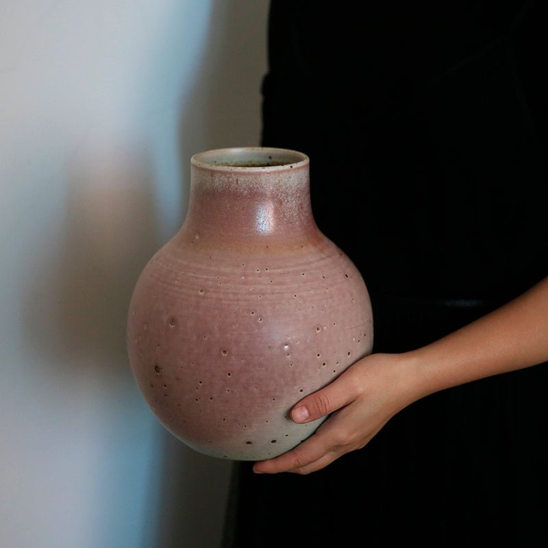 Clay Handmade Large Vase Rounded Vase. - -