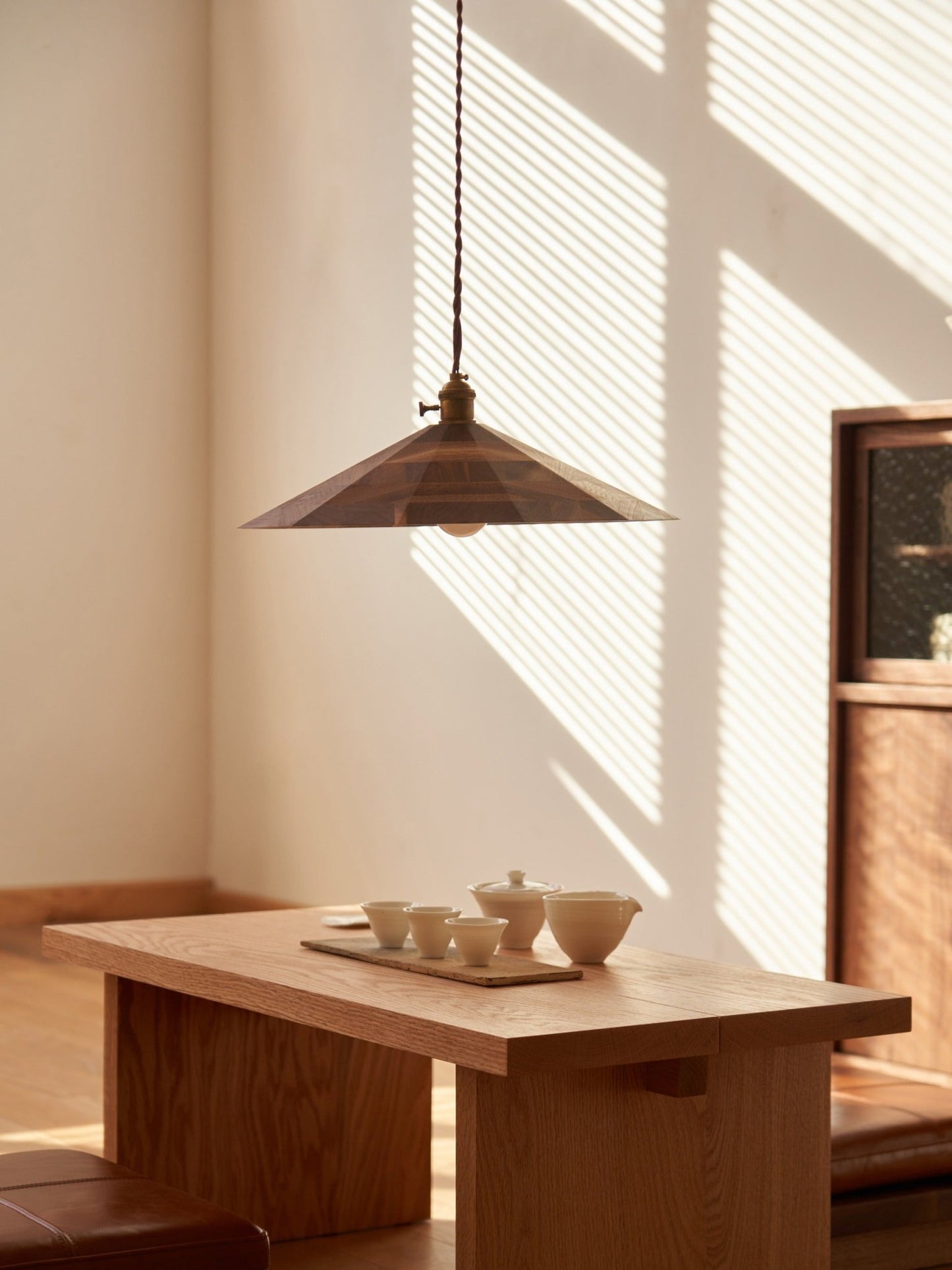 Cone Cherry Wood Ceiling Light - -