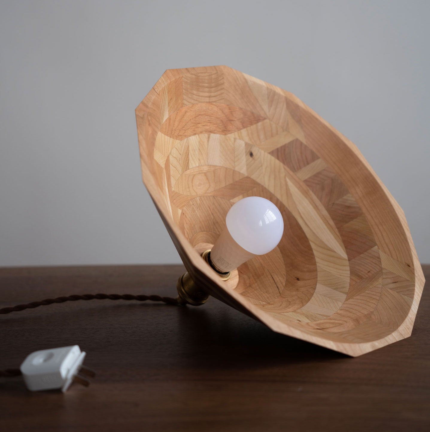 Cone Cherry Wood Ceiling Light - -