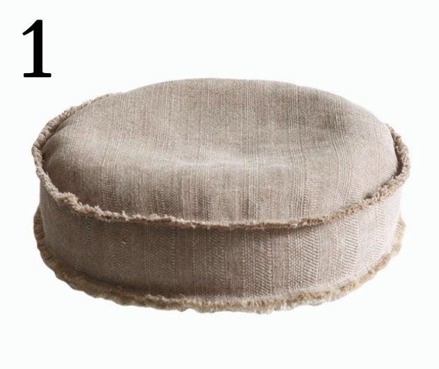 Cotton Distressed Meditation Pillow - Refillable, Outdoor, Wabi-Sabi, Cushion, Futon - -