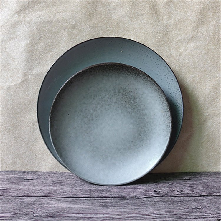 Cyan Blue Glazed Ceramic Dinnerware Set with Speckles - -