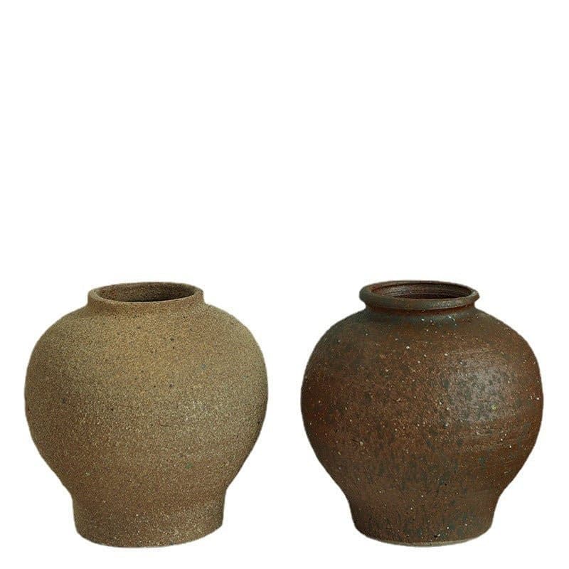 Danish-style Rough Earthenware Vases - -