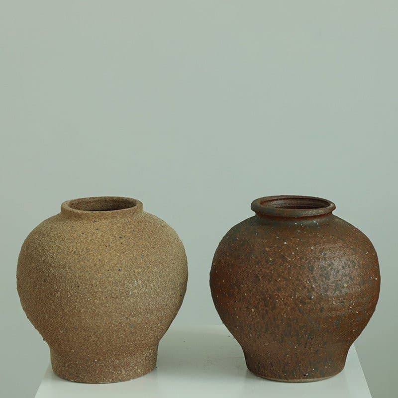 Danish-style Rough Earthenware Vases - -