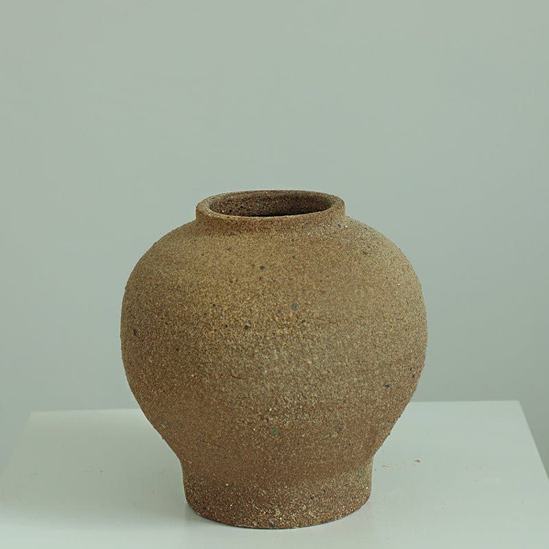 Danish-style Rough Earthenware Vases - -