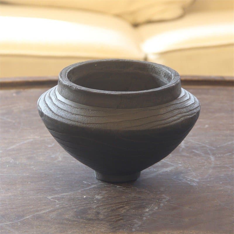 Dark Wood Handmade Black Bowl - -