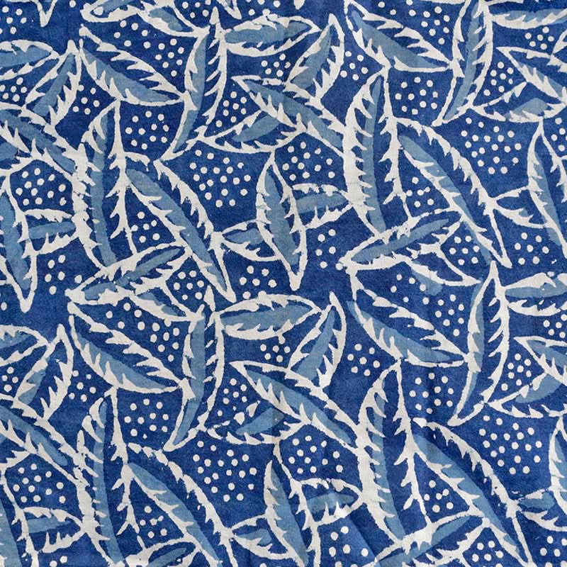 India Imported Blue Dyed Indian Fabric Pure Cotton Plant Dyed with leaf pattern